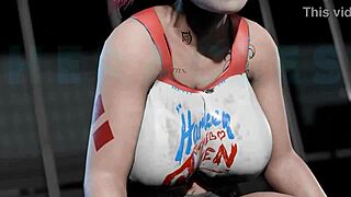 Harley gets fucked by big cock in 3d anime