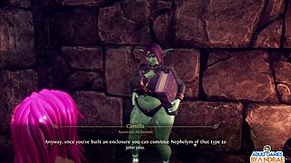 In this anime and 3D cartoon video, Amber-Mae and Cassie milk and breed Nephelym
