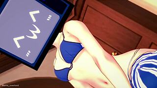 hey, this hentai chick can't hold back from cumming on tv