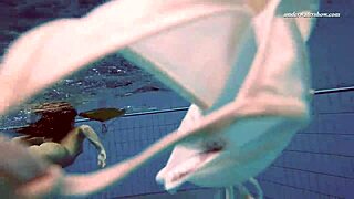 Watch Russian teen Alla swim naked, showing big tits and juicy ass.