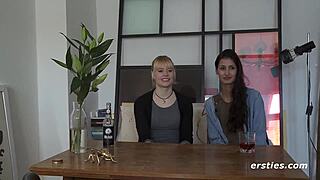 Intimate German lesbian couple pleases with a vibrator