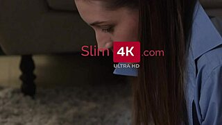 slim4k lovely chick seduces well-hung boyfriend in stockings.