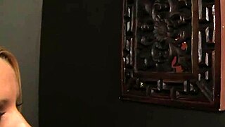 Blonde Vanessa Cage Sucks Off Cock Through A Glory Hole While Masturbating 😏