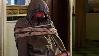 brunette pornstar in stockings licks cum from floor