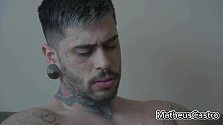 Skinny Brazilian milf rides cock after blowjob.