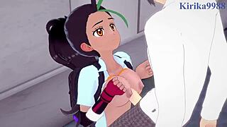 Passionate encounter in a 3D animated hentai video between Nemona nemo and Iono nanjamo