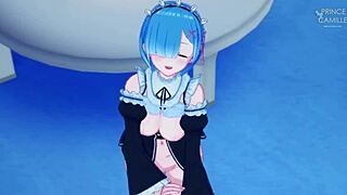 Is innocent Rem really a naughty maid in Re Zero? Watch her seductive antics unfold.