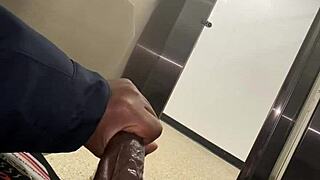 Public guy was masturbating and finished amateur