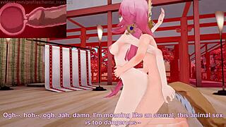 Blonde hentai girl receives blowjob and footjob in 3D!