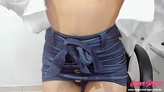 blonde boss catches employee jerking off and gives instructions