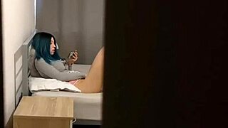 She surprises me hiding in the closet to play a prank on my step sister, but she's masturbating and dirty talking