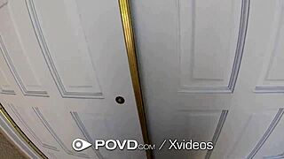 Talented brunette slut gives blowjob and rides monster cock in pov