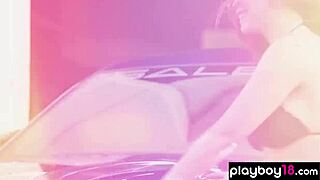 Big Boobed Amateur Mechanics Stripping in Garage. Wow, What a Show!