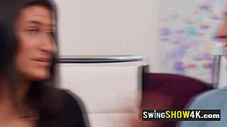 topless swinger babes play softcore games outside