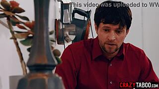 sexy milf nanny with big ass riley jacobs got stuck and fucked during the house cleaning