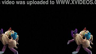 Virtual reality lesbian triangle parody in Cyberpunk 2077 with game elements