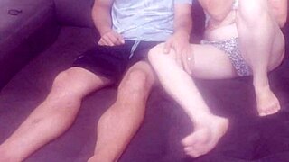 Dirty talk and handjob amateur stepbrother is dominating and pleasuring his step sister