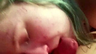 Blue hair girl gives me a very long and intense blow job, sucking passionately for hours