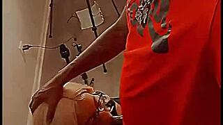 Blonde Barbie takes big black cock and gets cumshot!