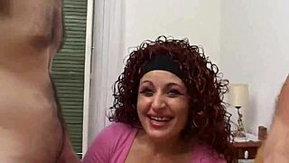 Horny milf sucks two cocks