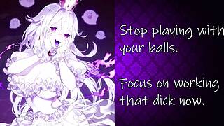 Booette gives jerk off instructions with cum eating in anime style