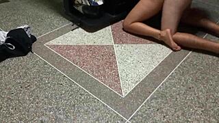 Intense cuckold fucks employee's shaved pussy