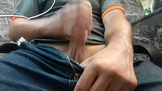 solo boy stroking his cock alone