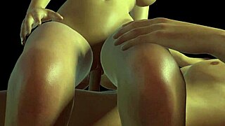 blonde girl gets intimate with her boyfriend sideways in 3d