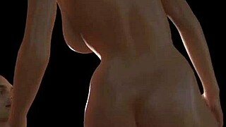 blonde girl gets intimate with her boyfriend sideways in 3d