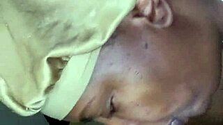 Ebony bonnet sucks monster cock at work