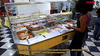 delivering lunch but kiara hot bent over for blowjob