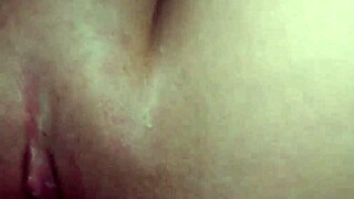 close-up of tight wet pink pussy fucked by monster cock in pov.