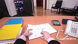 Linda Moretti gets blowjob and doggystyle at work.