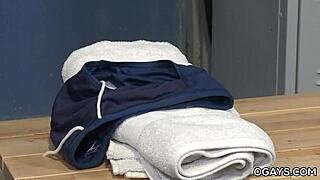 Marcus Isaacs and Austin Keyes Have Locker Room Fun with Rimjob and Deepthroat