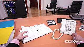 Linda Moretti gets blowjob and doggystyle at work.