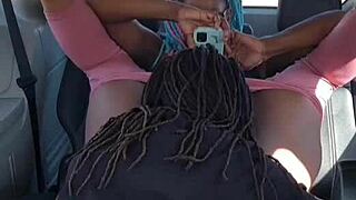 daddy sucks cum out of my black wet pussy in car?