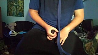 Gay Guy Masturbates Intensely With Chastity Cage On!