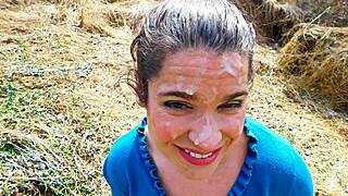 Publiczny spacer ze spermą - facial wstydu na otwartej przestrzeni!