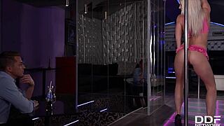 nathaly cherie strips on pole then gets ass fucked