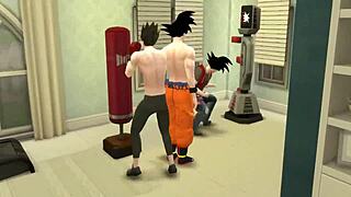 Suggestive dragon ball hentai anal action