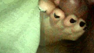 couple does footjob and cums on webcam