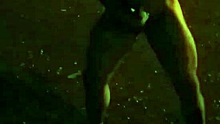 Handsome bearded gay cums on feet outdoors