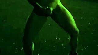 Handsome bearded gay cums on feet outdoors