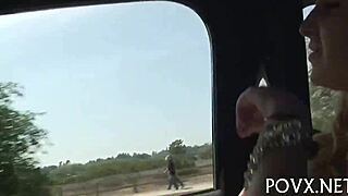 Миниатюрная девка принимает твёрдый член в тугую киску в POV-трахе