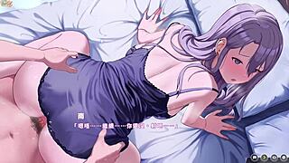 In this Japanese hentai game you can enjoy a steamy double penetration with a transsexual in almost black lingerie and colorful pantyhose