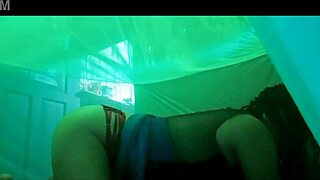 sexy stepmom waits in bed, touches tits and ass sensually for stepson