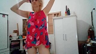 Stella in the morning in the room and kitchen cooking