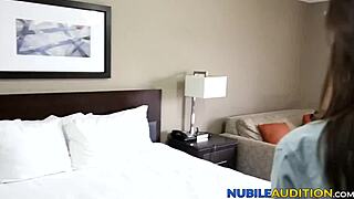 Girl with big tits licks balls and gets intense action at fake audition