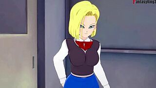 Android 18 and Videl have lesbian sex