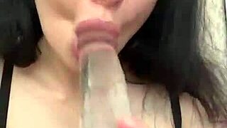 I watched cute student suck big dildo toy, it was amazin
